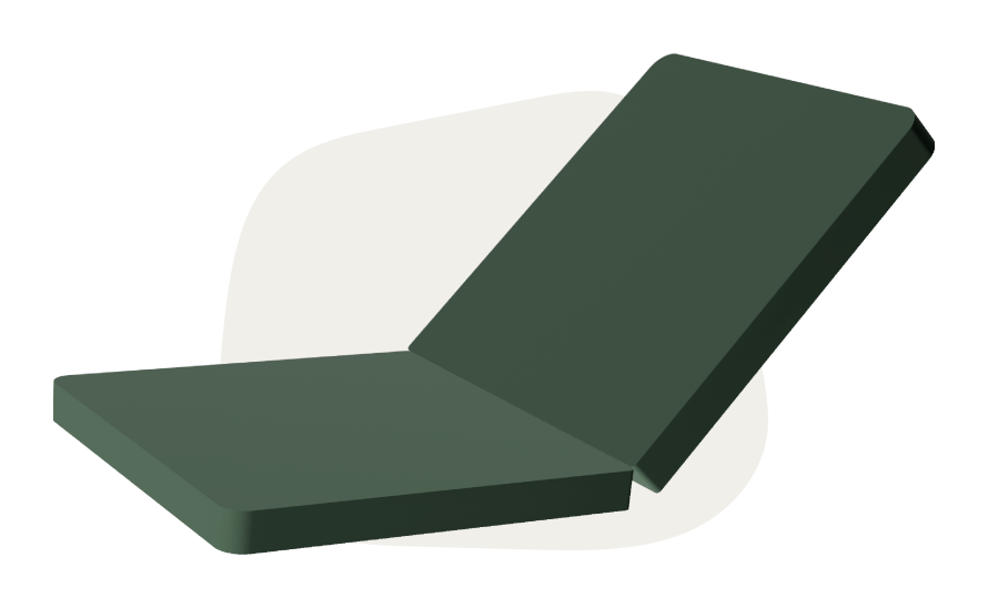 Deep green thin mattress Monboxy set shape 