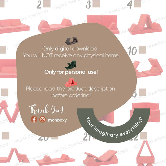 Digital download product- build ideas for play mattress. No physical item. Only for Personal use.