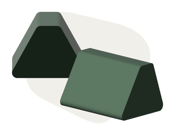 Deep green trapezoidal Monboxy activity play mattress set shape 