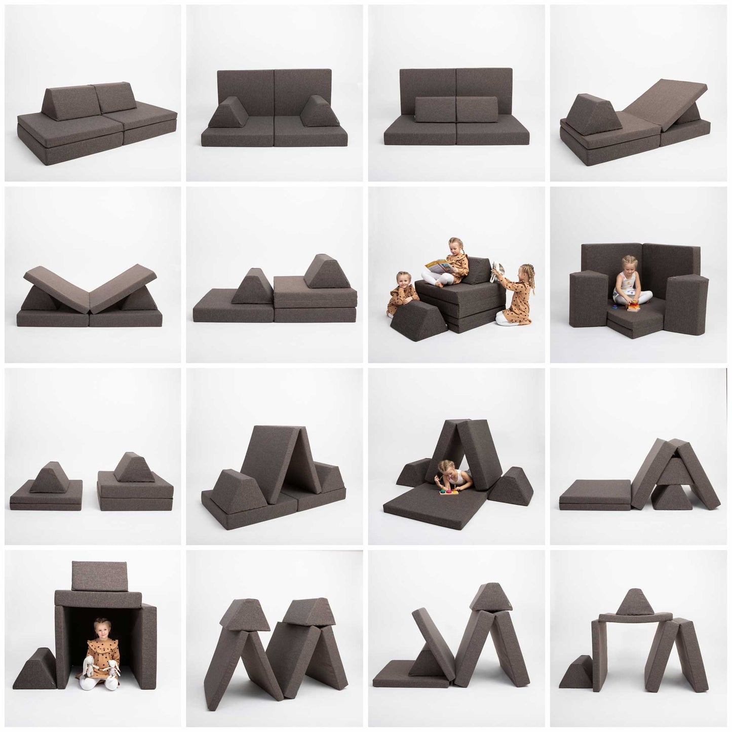 16 build ideas for dark brown Monboxy toddler activity sofa set