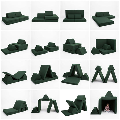 16 build ideas for deep green Monboxy activity sofa set for kids