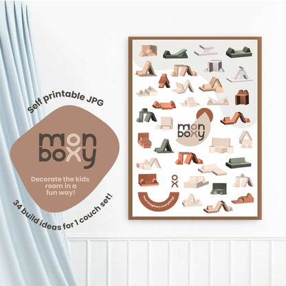 Aktivitäts-Sofa-Bauideen-Poster – gedämpfte Farben | digitaler Download