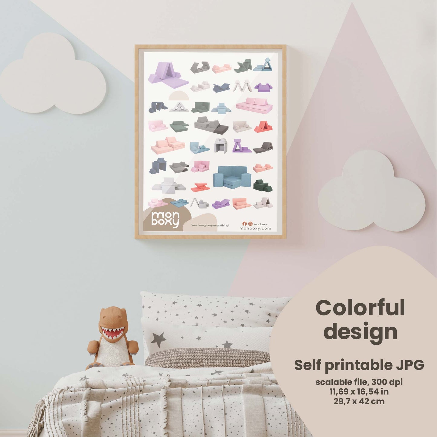 Affiche d'idées de construction de canapé d'activité - Colorée | téléchargement numérique